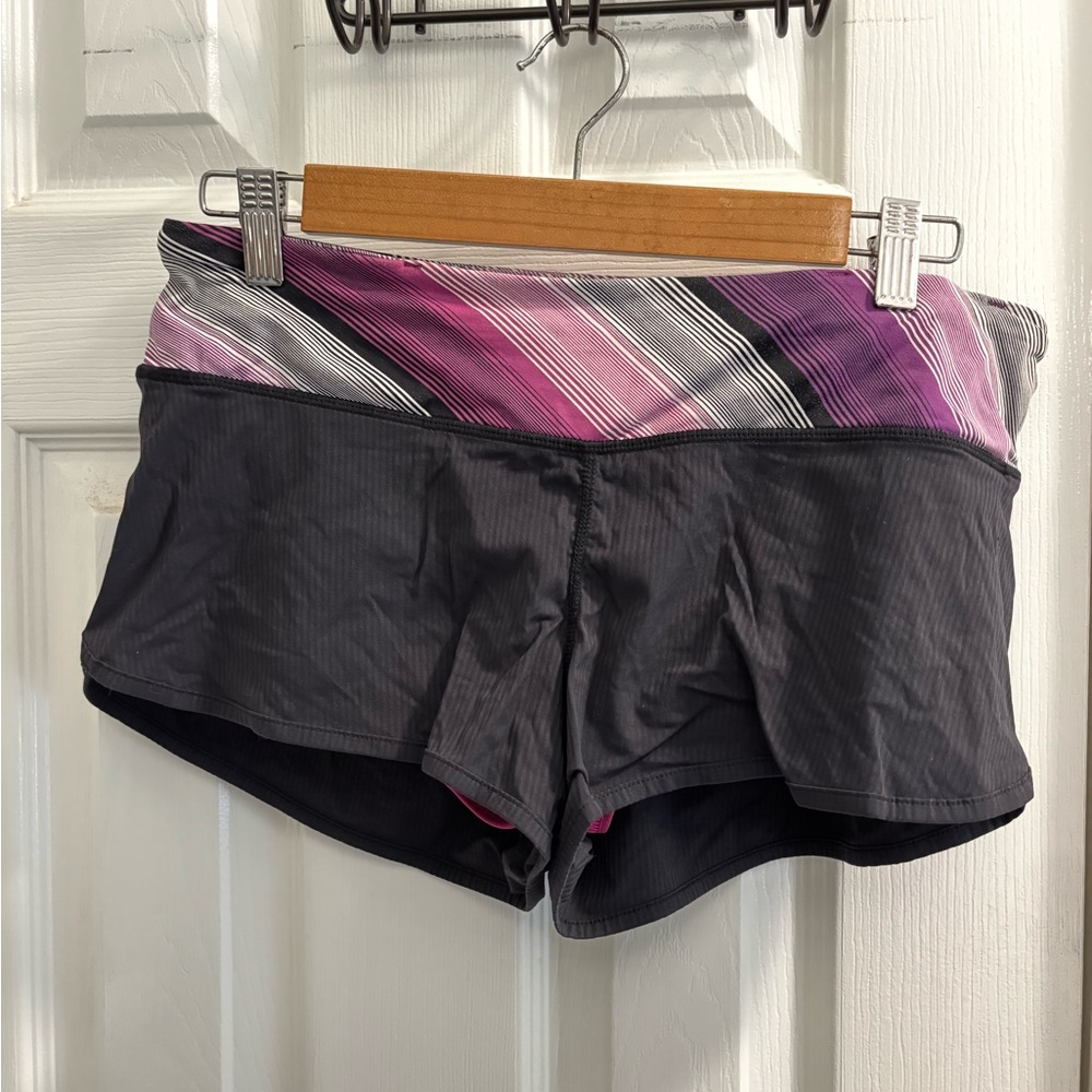 Lululemon Vintage Shorts Black with Pink and Purple Stripes